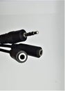 3.5mm micro jack and RCA cable for audio data transmission Royalty Free Stock Photo