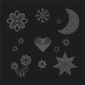 2mm and 1mm Rhinestone Pattern Set Moon, Star, Snowflake, Heart and Flower