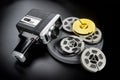 8mm Movie Camera and Film. Royalty Free Stock Photo