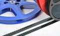 16mm movie files with films reels Royalty Free Stock Photo