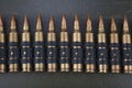 5.56mm NATO ammunition belt Royalty Free Stock Photo