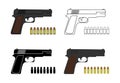 9mm pistols set with bullets