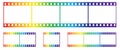 35mm rainbow film strip pieces with clipping paths, vector illustration Royalty Free Stock Photo