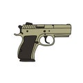 9mm ruger sr9 pistol doodle icon, vector color line illustration