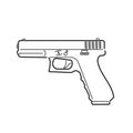 9mm semi-automatic pistol. Modern firearm vector illustration.