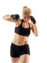 MMA female fighter punching Royalty Free Stock Photo