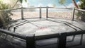 MMA fight island. Fighting Championship. Location of the MMA tournament on the island. Octagon top view