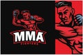 MMA Fighter Boxing Logo Design Illustration