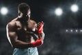 Mma fighter on boxing ring getting ready for fight Royalty Free Stock Photo