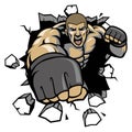 MMA Fighter break the wall Royalty Free Stock Photo