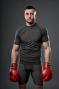 MMA fighter posing on gray Royalty Free Stock Photo