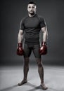 MMA fighter posing on gray Royalty Free Stock Photo