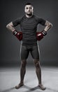 MMA fighter posing on gray Royalty Free Stock Photo