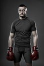 MMA fighter posing on gray Royalty Free Stock Photo