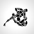 MMA fighters round pictogram or logo. Boxing icon Royalty Free Stock Photo