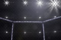 Mma fighting stage side view under lights Royalty Free Stock Photo