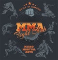 MMA Labels - Vector Mixed Martial Arts Design. Royalty Free Stock Photo