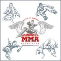 MMA Labels - Vector Mixed Martial Arts Design. Royalty Free Stock Photo