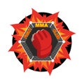 MMA logo. Fighting glove. Emblem for sports team and club. Combat badge for athletes