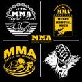 MMA mixed martial arts emblem badges - vector set. Royalty Free Stock Photo