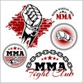 MMA mixed martial arts emblem badges Royalty Free Stock Photo