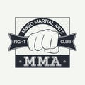 MMA. Mixed martial arts. Fight club logo. Print for design clothes, t-shirt stamp, typography of athletic apparel. Vector. Royalty Free Stock Photo