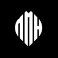MMH circle letter logo design with circle and ellipse shape. MMH ellipse letters with typographic style. The three initials form a Royalty Free Stock Photo