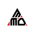 MMO triangle letter logo design with triangle shape. MMO triangle logo design monogram. MMO triangle vector logo template with red