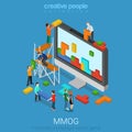 MMOG massively multiplayer online game gaming flat 3d isometric Royalty Free Stock Photo