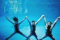 mMOSCOW - JAN 8: Fairytale characters underwater at Swimming Pool of Sports complex Olympyisky during musical show Through the Royalty Free Stock Photo