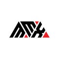 MMX triangle letter logo design with triangle shape. MMX triangle logo design monogram. MMX triangle vector logo template with red Royalty Free Stock Photo