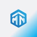 MN Initial letter hexagonal logo vector