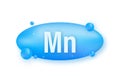 Mn mineral for medical design. Manganum Mineral blue pill icon. Vector stock illustration Royalty Free Stock Photo