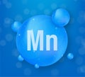 Mn mineral for medical design. Manganum Mineral blue pill icon. Vector stock illustration Royalty Free Stock Photo