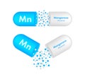 Mn mineral for medical design. Manganum Mineral blue pill icon. Vector stock illustration Royalty Free Stock Photo