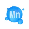 Mn mineral for medical design. Mineral blue pill icon. Vector stock illustration. Royalty Free Stock Photo