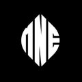 MNE circle letter logo design with circle and ellipse shape. MNE ellipse letters with typographic style. The three initials form a Royalty Free Stock Photo