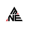 MNE triangle letter logo design with triangle shape. MNE triangle logo design monogram. MNE triangle vector logo template with red Royalty Free Stock Photo