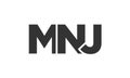 MNJ logo design template with strong and modern bold text. Initial based vector logotype featuring simple and minimal typography. Royalty Free Stock Photo