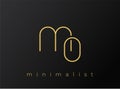 MO Minimalist Logo with Interlocking Shapes on Solid Black Background Royalty Free Stock Photo