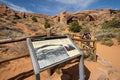 Information storyboard sign explaining details about Landscape Arch in Arches National Park