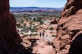 Visitors walking on a trail at Garden of Eden viewpoint in Arches National Park Royalty Free Stock Photo