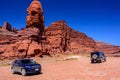 Moab, Utah, USA - June 15, 2015: Jeep on the Shafer Trail road in Canyonlands National Park Royalty Free Stock Photo