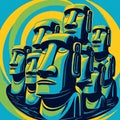 Colorful Moai Abstract Art â Vibrant Modern Interpretation of Easter Island Statues Royalty Free Stock Photo