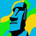 Colorful Moai Abstract Art â Vibrant Modern Interpretation of Easter Island Statues Royalty Free Stock Photo