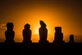 Moai in the Ahu Tahai during the sunset, Easter Island, Chile, S Royalty Free Stock Photo