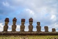 Moai at Ahu Tongariki, Easter island, Chile. Royalty Free Stock Photo