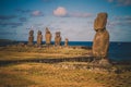Moai at Ahu Tongariki, Easter island, Chile. Royalty Free Stock Photo