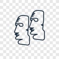 Moai concept vector linear icon isolated on transparent background, Moai concept transparency logo in outline style