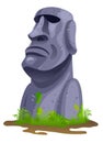 Moai on Easter Island Isolated Vector Cartoon Stone Sculpture